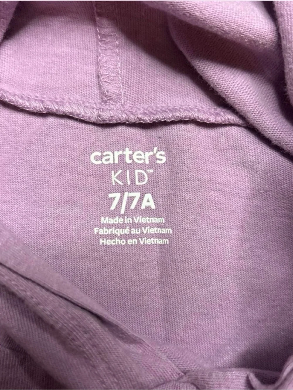 Carter’s Girls 7 Purple We Are The Future Hooded Graphic Tee Shirt